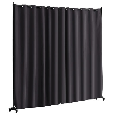 Séparateur de rideau portatif pour bureau d'étude, paravent en alliage d'aluminium gris, tissu 180 g, imperméable et bloquant le soleil, structure stable avec barres horizontales, mouvement facile à quatre roues