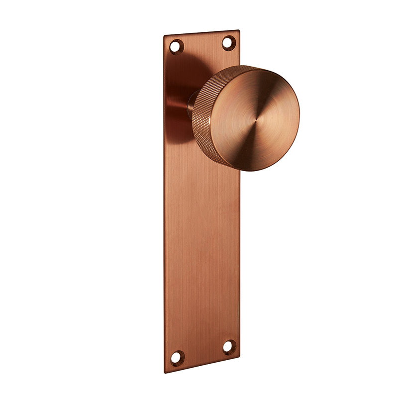 Zermatt Internal Knob on Backplate Handle Pack, Satin Copper