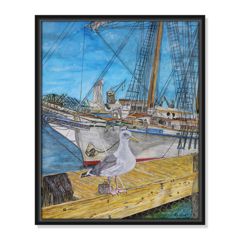 Impression de mouette par Mike Ragan pour , H 21,5 po x l 17,5 po, Noir