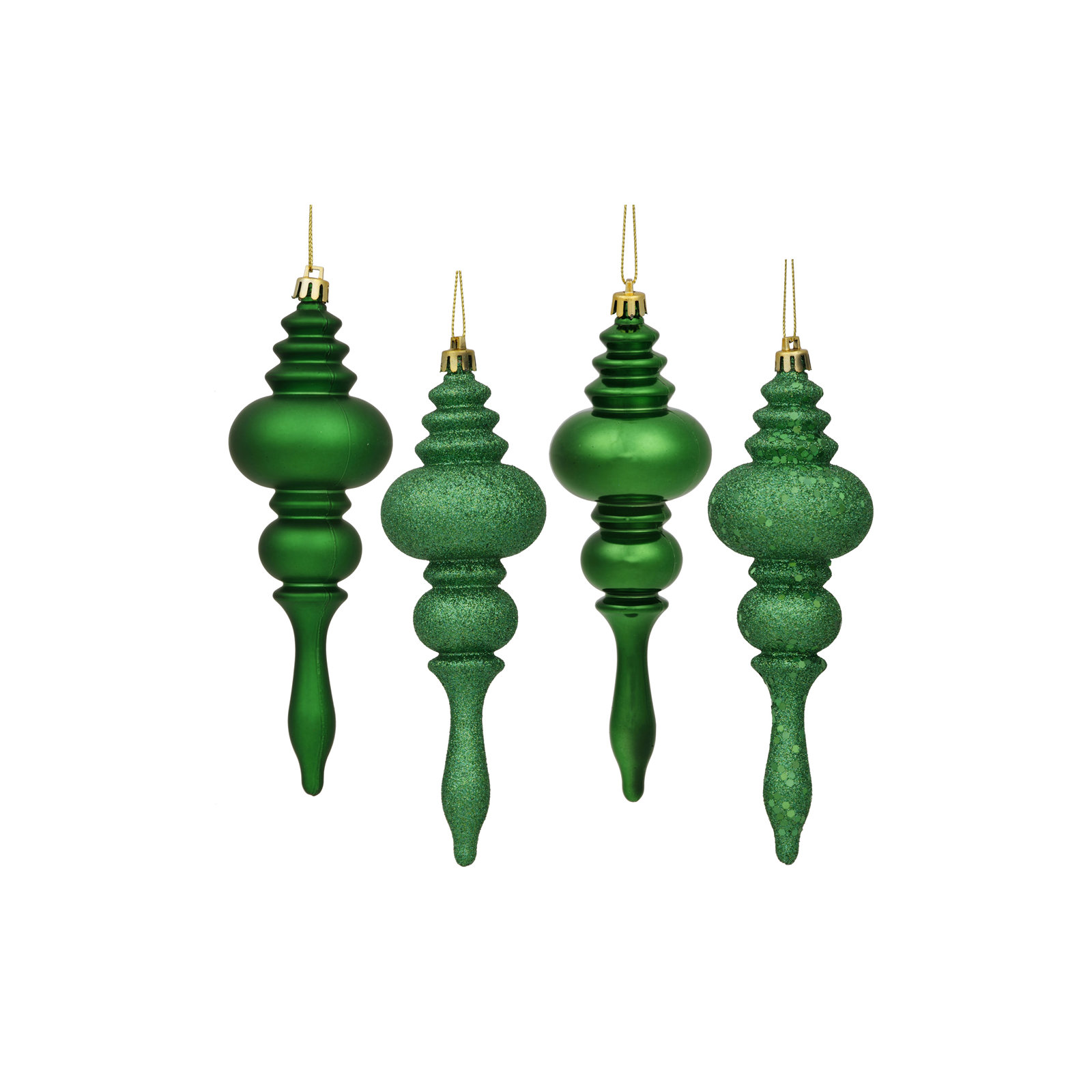 7" Finial Ornament 8/Pk, Xmas Green