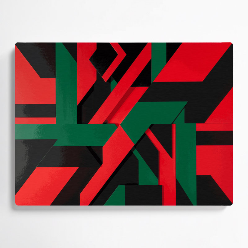 «Geometric Abstraction 16», art mural en métal noir, H 11 po x l 14 po