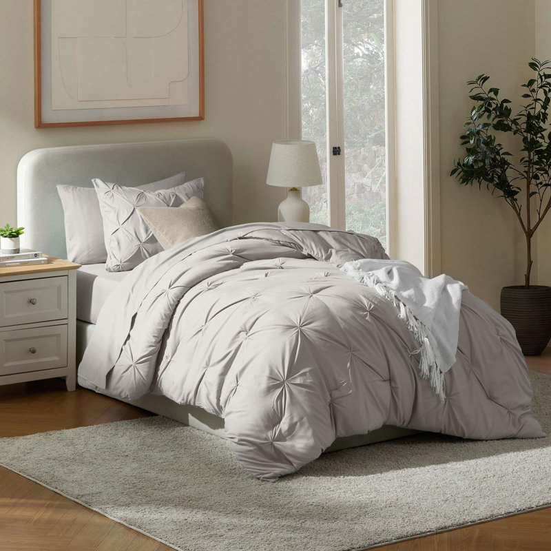 Ensemble d'édredon plissé avec draps Bed-in-a-Bag, Lin, Édredon simple + 4 pièces supplémentaires