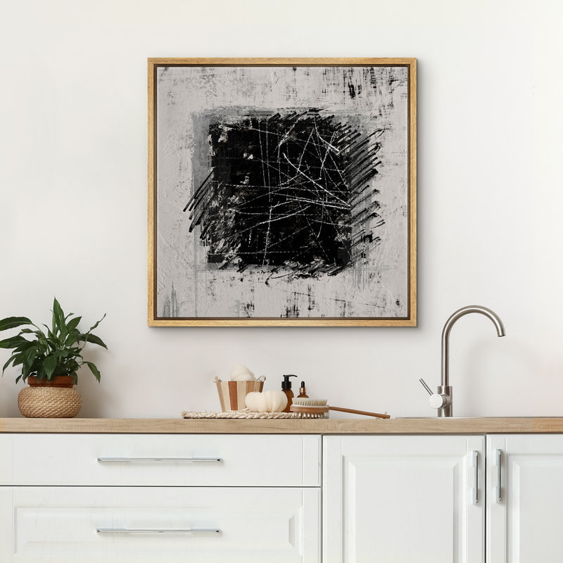 «Black and White Abstract Modern Contemporary», Naturel, H 16 po x l 16 po