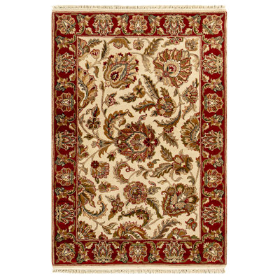 Tapis rouge et beige noué à la main de haute qualité