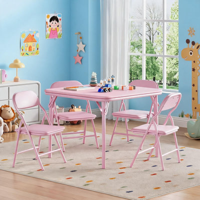 Ensemble de table pliante avec chaises, ensemble de 5 pièces, table pliable portative avec 2 chaises rembourrées en polyuréthane, ensemble de salle à manger léger pour l'extérieur, le camping, les fêtes et les véhicules récréatifs