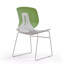 Ensemble de 4 chaises empilables modernes avec combinaison de couleurs blanc et vert, sièges en polypropylène et dossiers renforcés en fibre de verre, dimensions 18,9 x 19,7 x 34,45 pouces