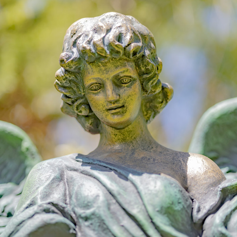 Statue de jardin ange en magnésium, Bronze antique