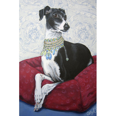 " Italian Greyhound On Red " by Carol Dillon