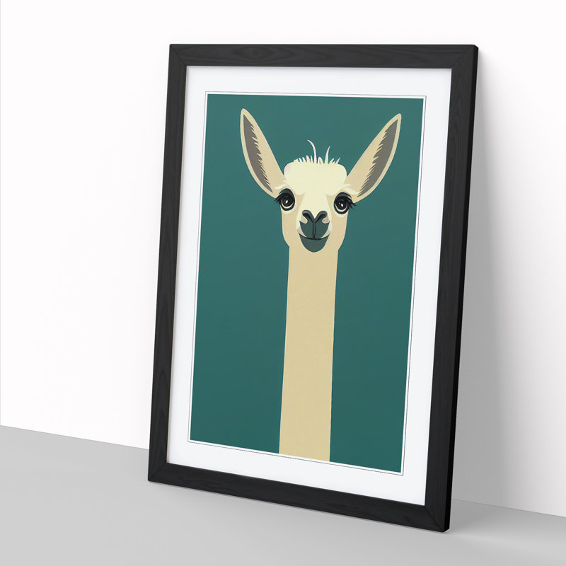 Llama Minimalism - Picture Frame Print, Black, 46cm H x 34cm W x 2cm D