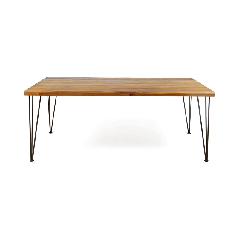 Industrial Wood And Metal Rectangular Dining Table