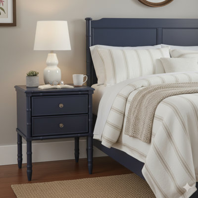 Table de chevet 2 tiroirs - Bleu minuit, rangement pour chambre à coucher en bois | Idée de cadeau