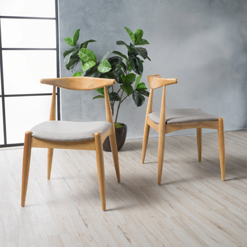 Drumawillin 17.75'' H Upholstered Side Chair, Beige, Natural Oak