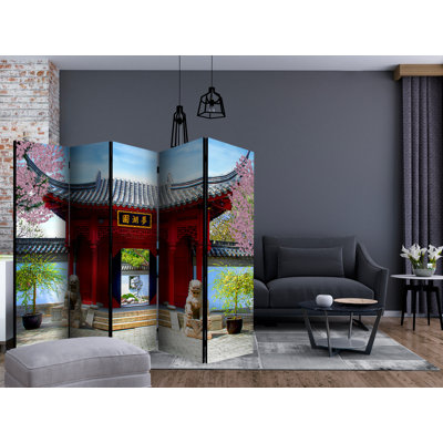 Gebhardt 225cm W x 172cm H 5 - Panel Solid Wood Folding Room Divider