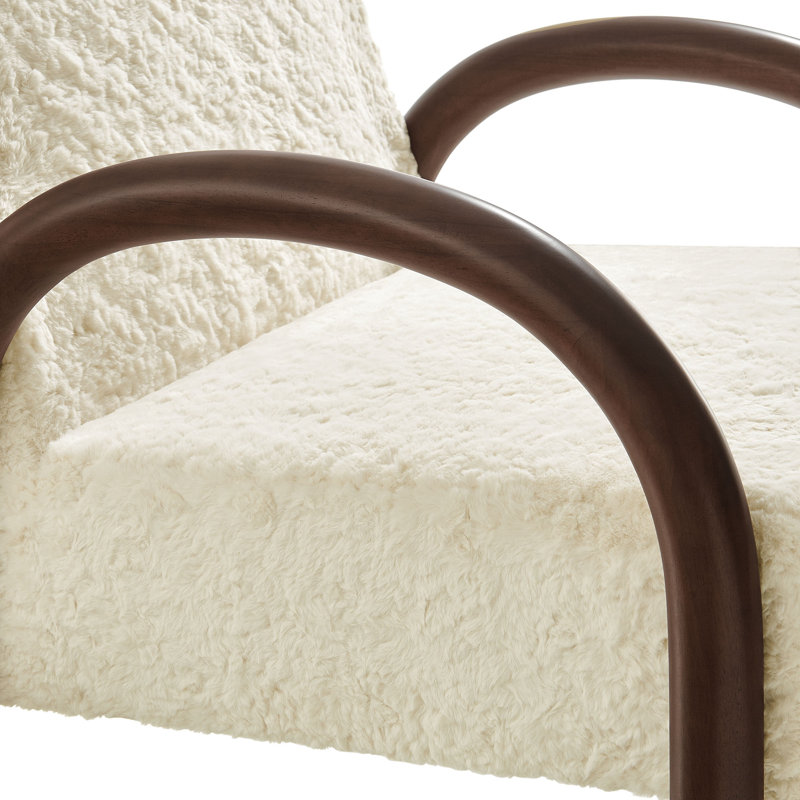 Lunet Faux Shearling Accent Armchair In Ecru, White