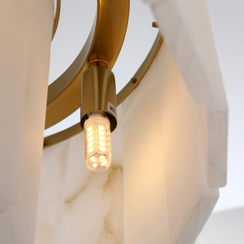 Lustre 14 lumières pour îlot de cuisine carré / rectangulaire avec abat-jour albâtre Lakiaya