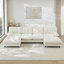 Canapé d'angle modulaire moderne de 138 po Cloud avec pouf, canapé 4 places en chenille à assise profonde et coussins d'assise confortables à motif treillis, idéal pour la chambre et l'appartement-888925900
