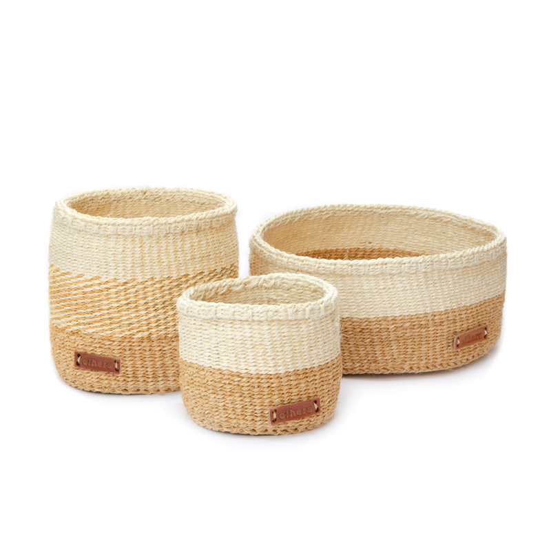Panier moyen en sisal naturel / beige, H 15 po x l 15 po x P 15 po