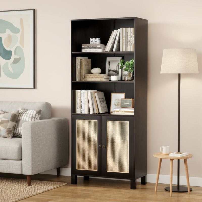 29.9" W Modern Bookcase, Walnut
