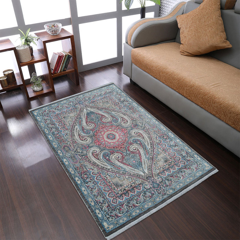 Beier Machine Made Polyester Area Rugs - Rectangle, Brown Gray Color, Oriental Design, Low Pile Machine Made Area Rugs for Living Room, Bed Room
