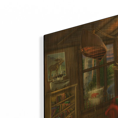 «Evening In The Cabin» par Bigelow, illustrations en métal doré, 16 po x 12 po