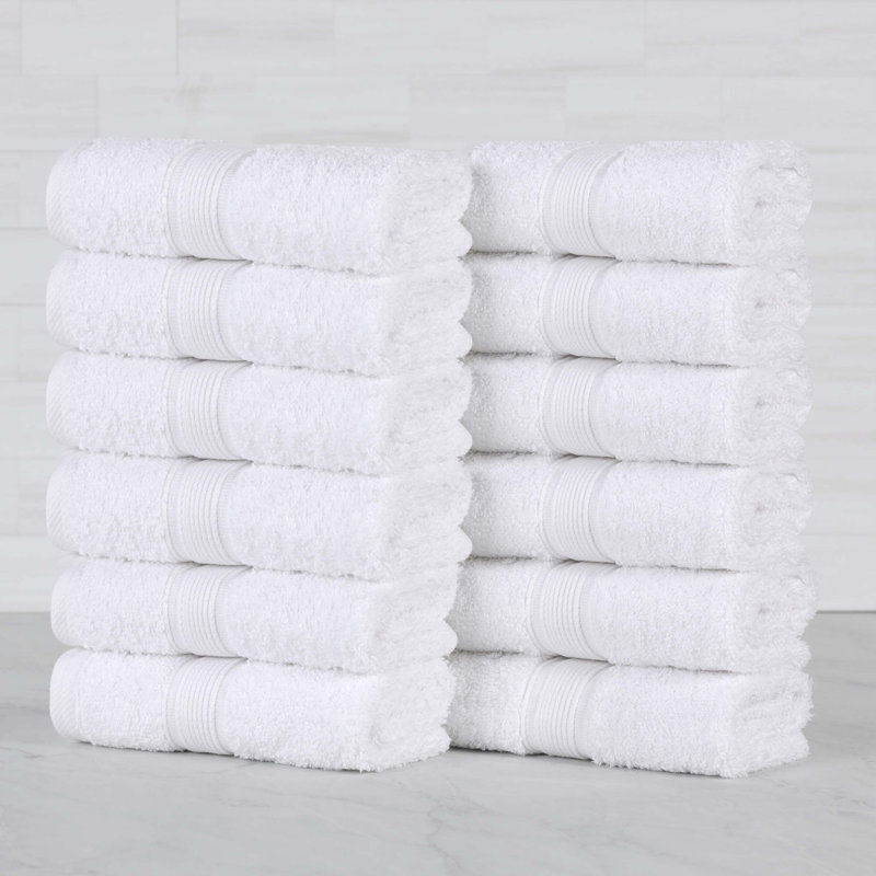 Ensemble de serviettes en coton biologique Lyndon, Blanc, Ensemble de 12 débarbouillettes