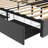 Bed Frame with LED,4 Under-bed Portable Storage Drawers,Wings Headboard Design-1908582682-1908582680
