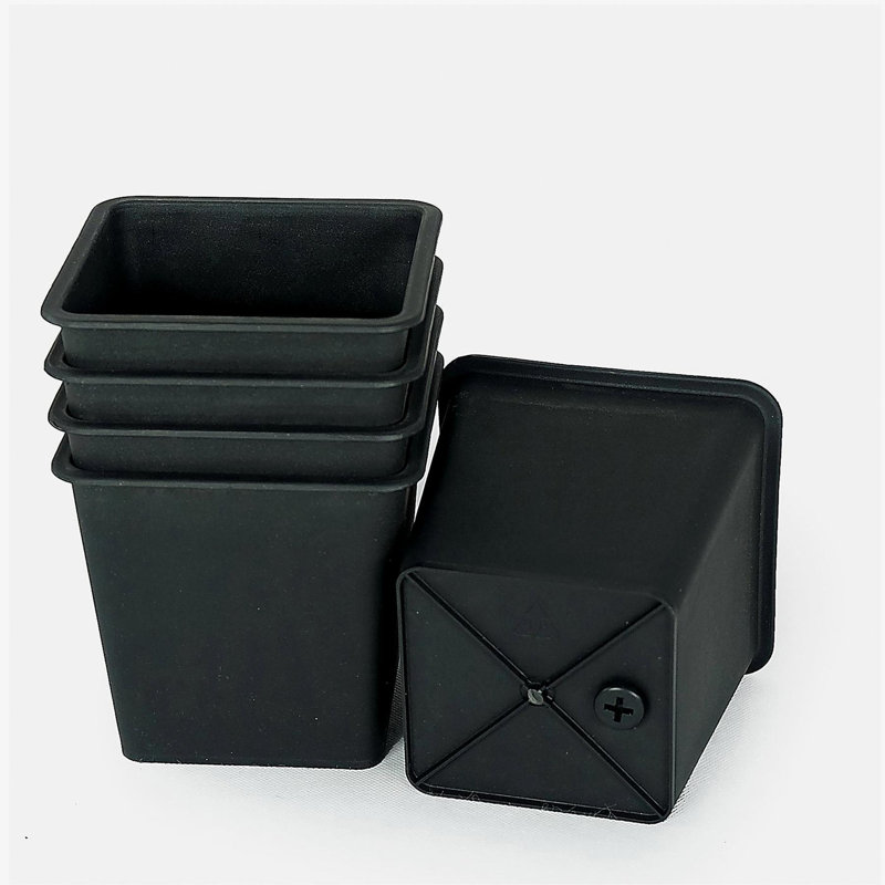 6.3" Square Nursery Plant Pot - Garden Plastic Pots with Drainage (5-Pack), 5.5" H x 6.3" W x 6.3" D