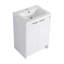 Meuble-lavabo autoportant de 48 po avec lavabo en résine et 2 armoires de rangement, portes à fermeture en douceur, blanc brillant, contreplaqué (emballage KD)
