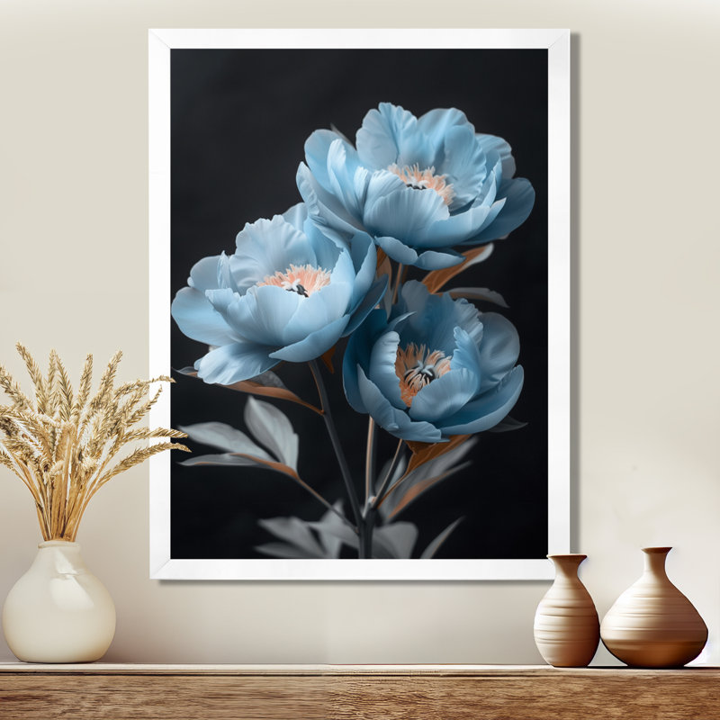 Robledo - pivoines, art mural, salon, Cadre blanc, H 24 po x l 32 po