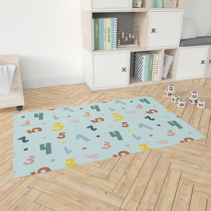 Numbers Kids Play Mat, Light Blue/Blue, Rectangle 4' x 6'
