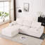 Canapé-lit modulaire en forme de U 113 po, sans siège, avec 5 sièges, beige et blanc, sans assemblage, 100% mousse pour les salons de bureau-350566904