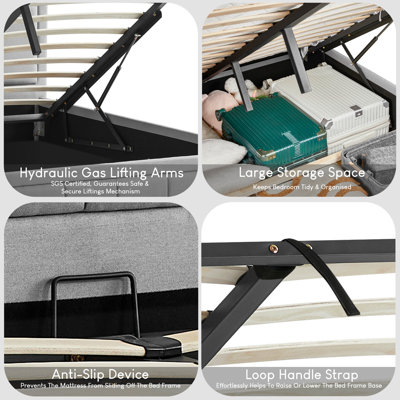 Ottoman Fabric Lift Up Storage Bed , UKFR Certified