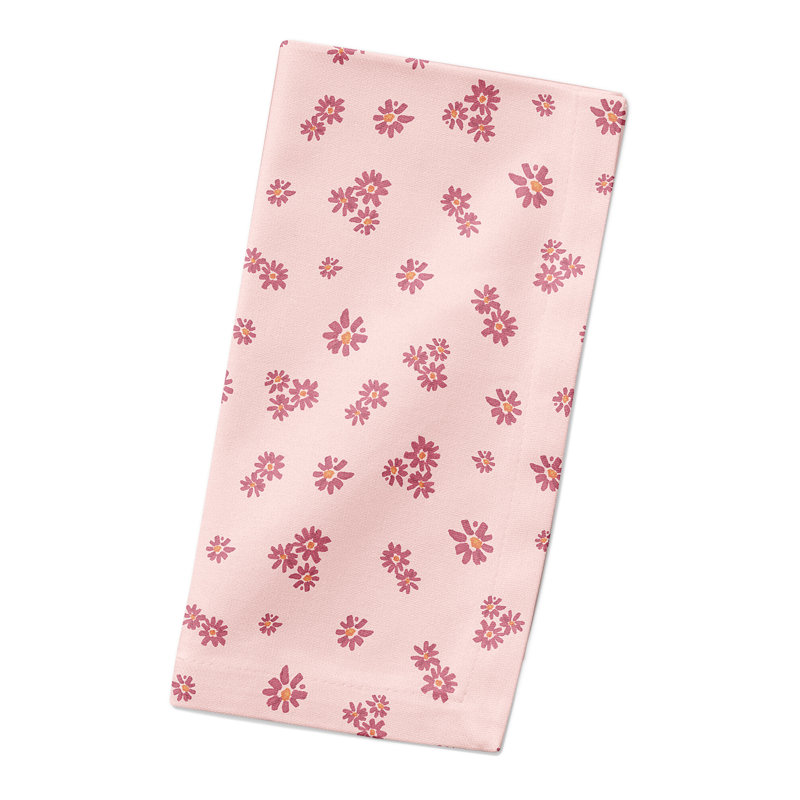 Cotton Floral Square Napkin, Pink