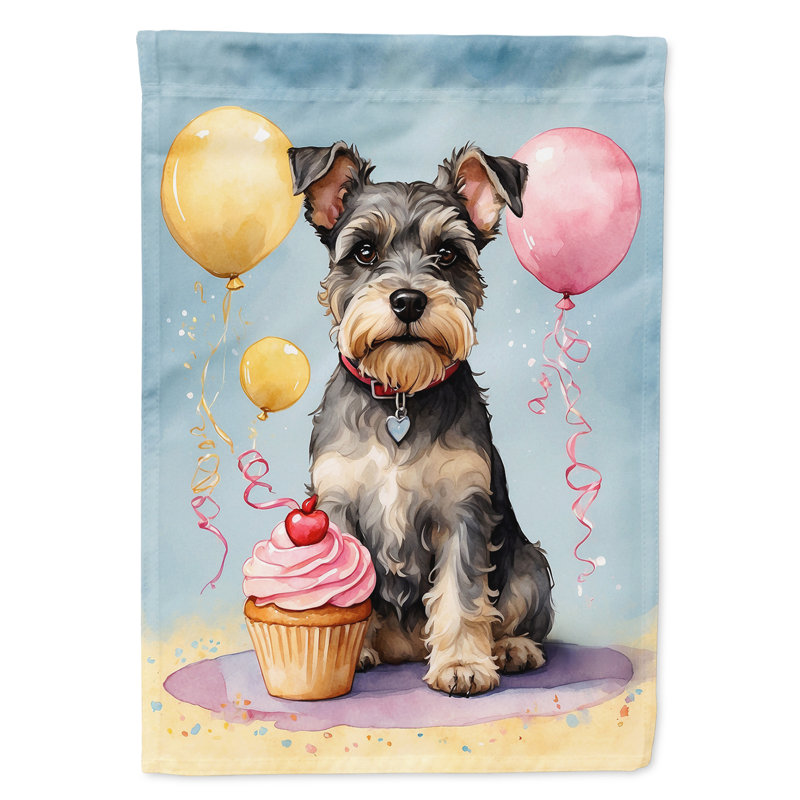 Drapeau de jardin «Happy Birthday», Schnauzer