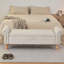 Banc de rangement avec repose-pieds, bancs en tissu et banc de tissu avec pieds en bois massif et repose-pieds avec banc de rangement intérieur