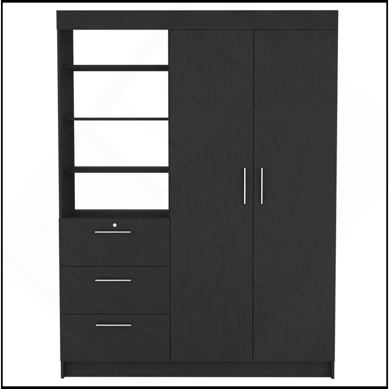 Armoire Rumanu, chambre à coucher, noir, Noir