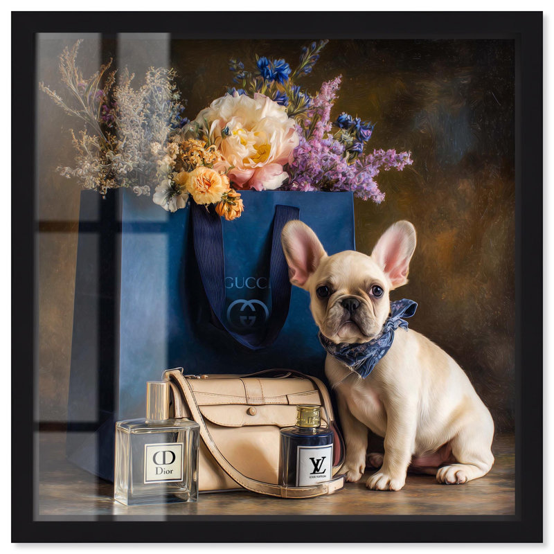 Sac à main Frenchie, H 21 po x l 21 po, Noir