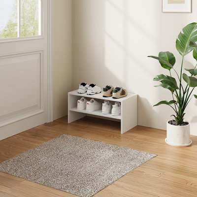2 Tier Stackable Shoe Rack in White