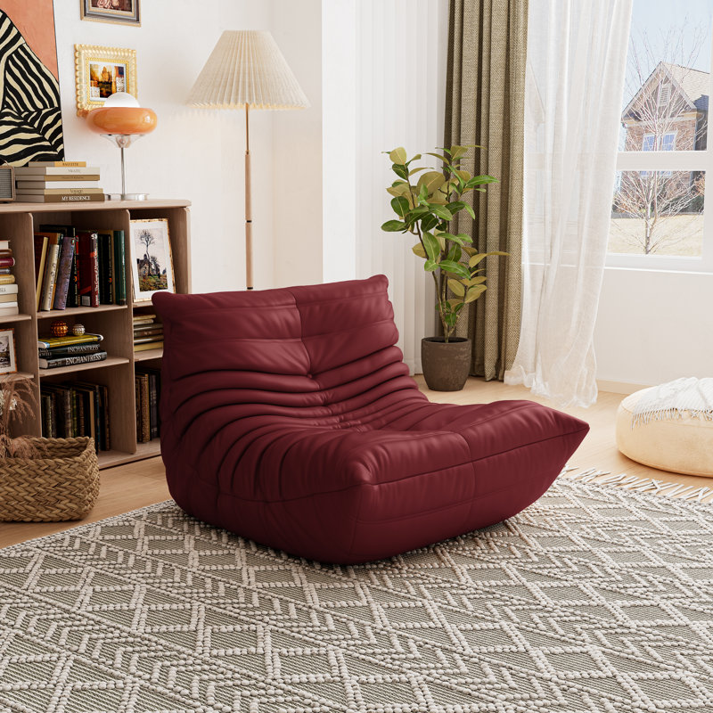 Fauteuil à billes et méridienne standard en microfibre de cuir, Similicuir bourgogne, 36,12 po x 28,33 po x 40,15 po