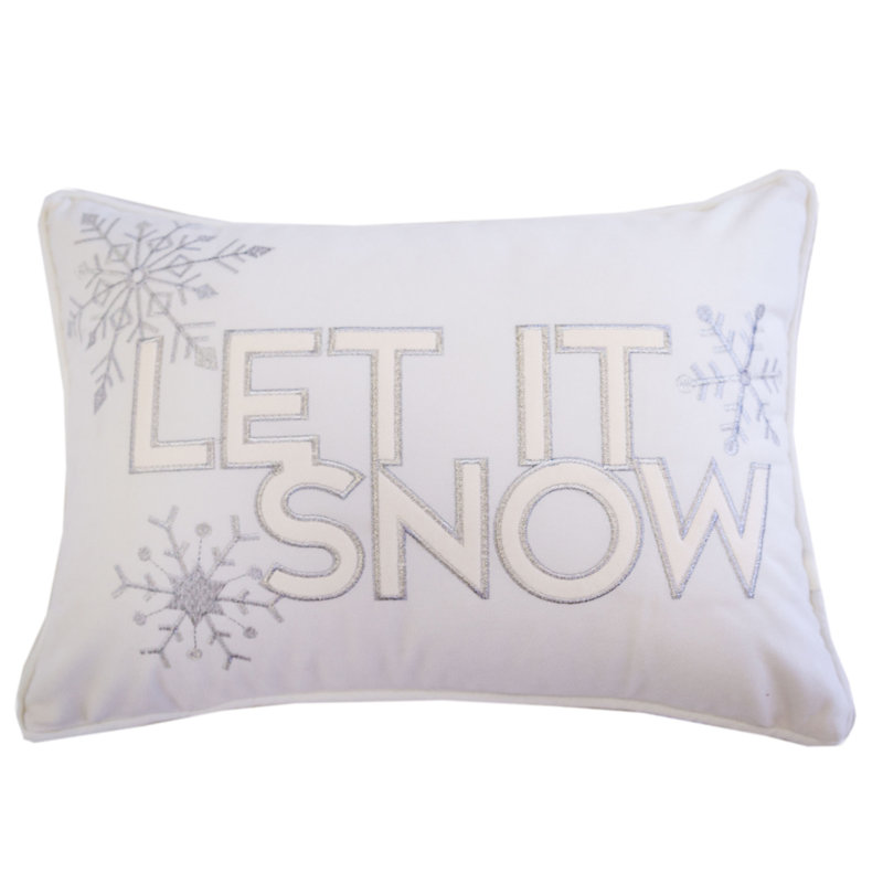 Coussin en velours ivoire avec insert Nneka Let It Snow 14 x 20, Ivoire blanc