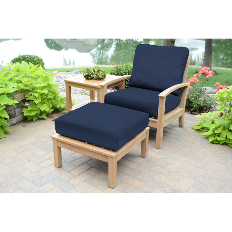 St. Lucia Teak Outdoor Lounge Chair, Navy Sunbrella® Canvas