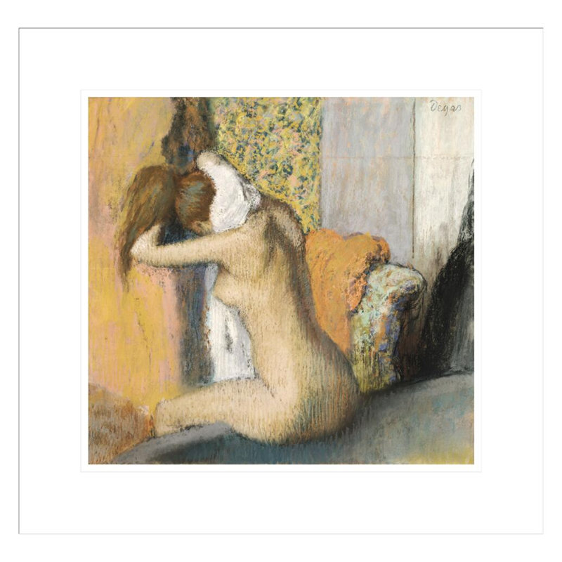 «After the Bath Woman Drying Her Neck» par Edgar Degas, impression giclée encadrée, H 17,75 po x l 18,36 po