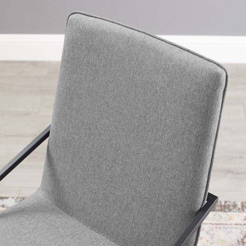 Modway Pitch Performance Velvet Dining Armchair, Light Grey Velvet, Matte Black