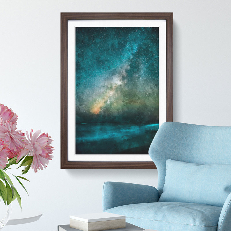 Stars Above Hawaii Painting - Framed Print, 63cm H x 45cm W x 2cm D, Walnut Framed