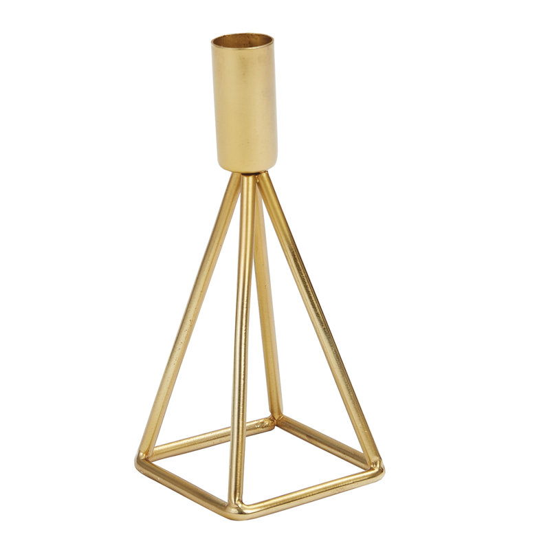 Metal Tabletop Candlestick, 7" H x 3" W x 3" D
