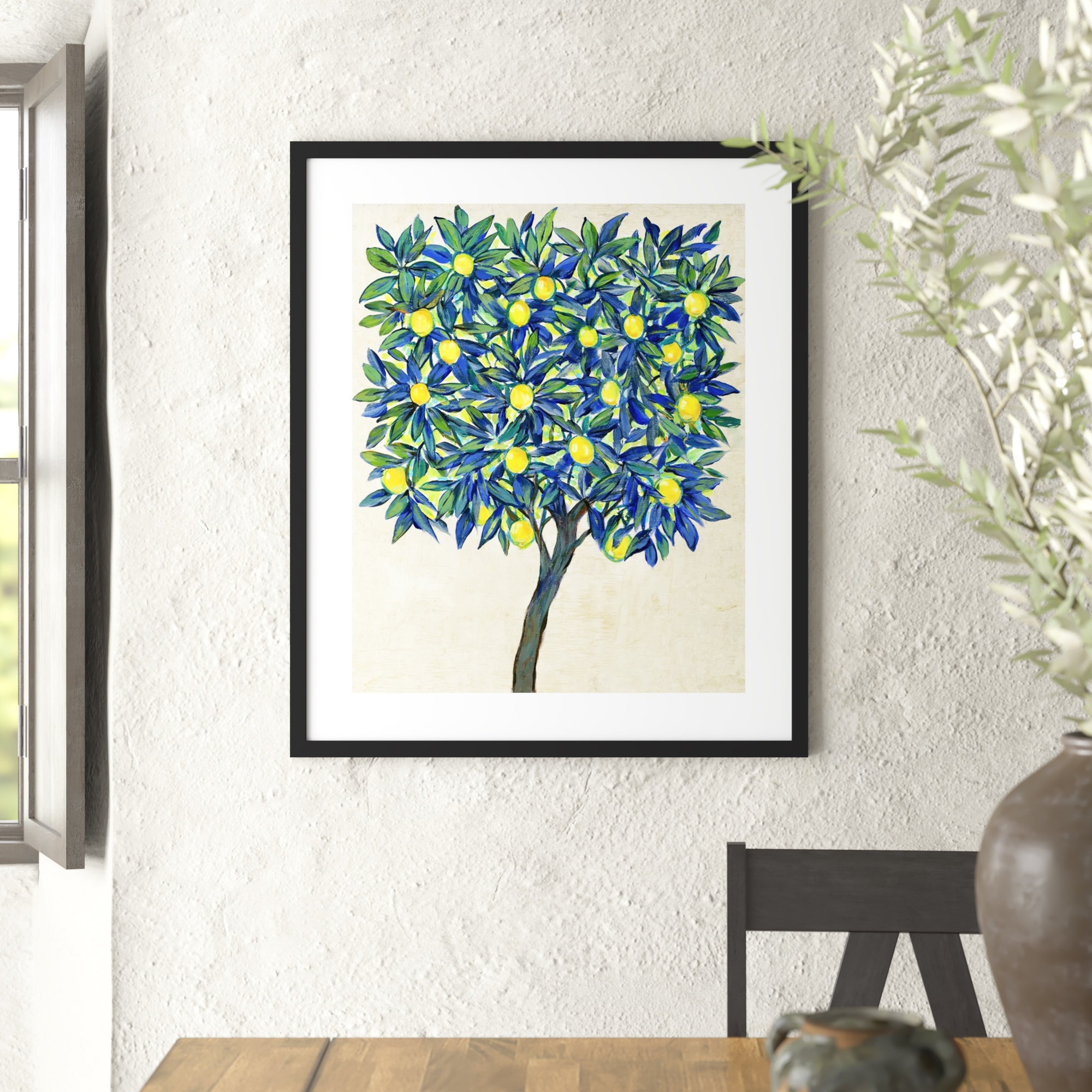Lemon Tree Composition II by Tim Otoole, 25.17" H x 21.17" W x 0.88" D, Black