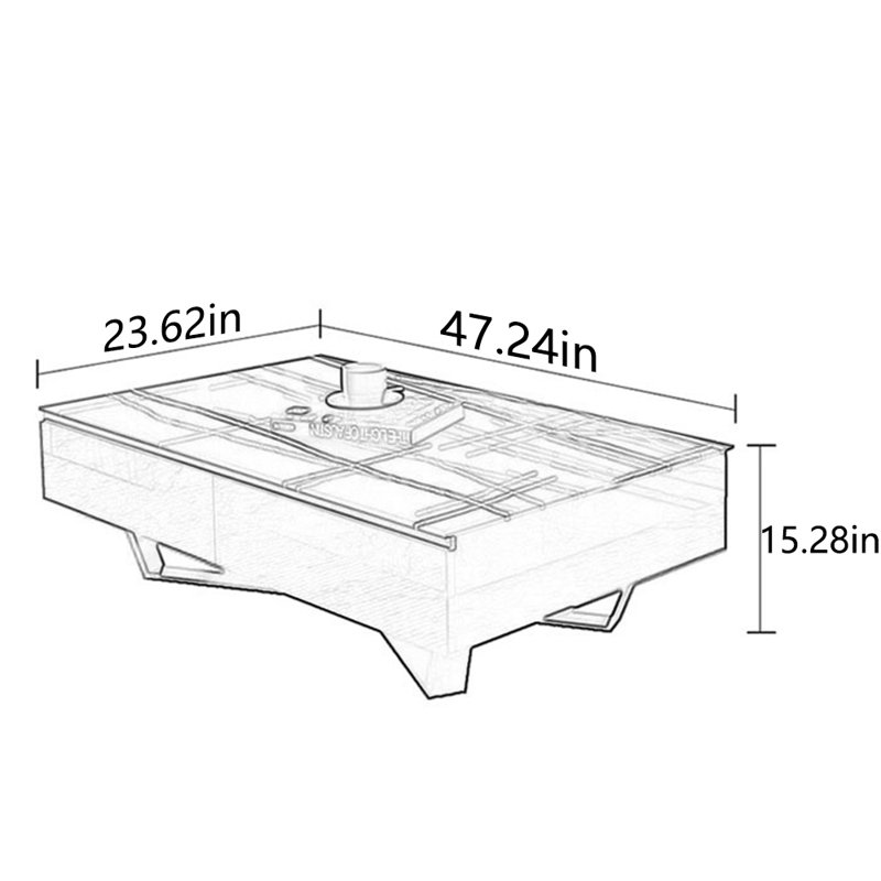 Table à thé Superior Rock, Noir, H 15,28 po x L 47,24 po x l 23,62 po