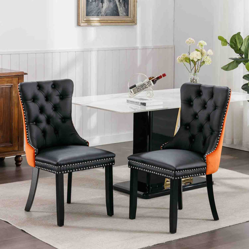 Chaise d'appoint rembourrée Gaudet Fulkerson, Noir / Orange, Noir