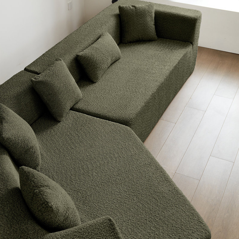 Canapé modulaire minimaliste 127,5 po avec siège profond 127,5 po, aucun assemblage requis
