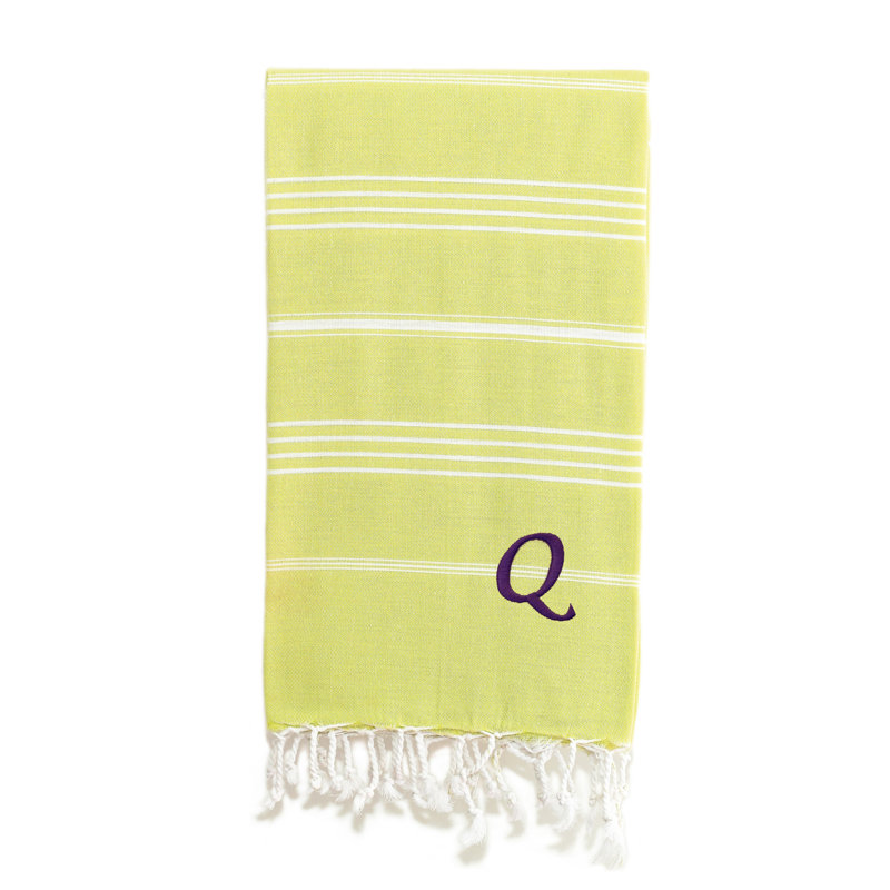 Serviette de plage 100% coton Pestemal Lucky, Vert clair / blanc, Q